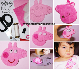 spilla peppa pig idea tutorial fai da te cucito creativo